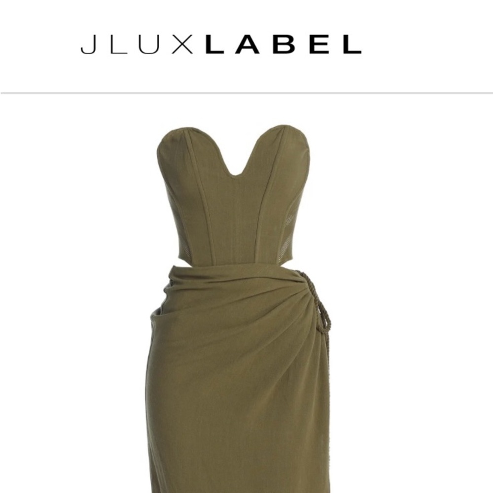 JLUXLABEL OLIVE DESTINATION LINEN SKIRT SET - Picture 2 of 8